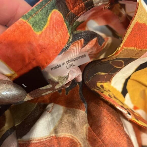 Natori IKEBANA PRINTED COTTON SILK SHIRT, L/XL! - Picture 10 of 11